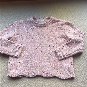 June & Ivy Pink Speckled Scalloped Women's Sweater